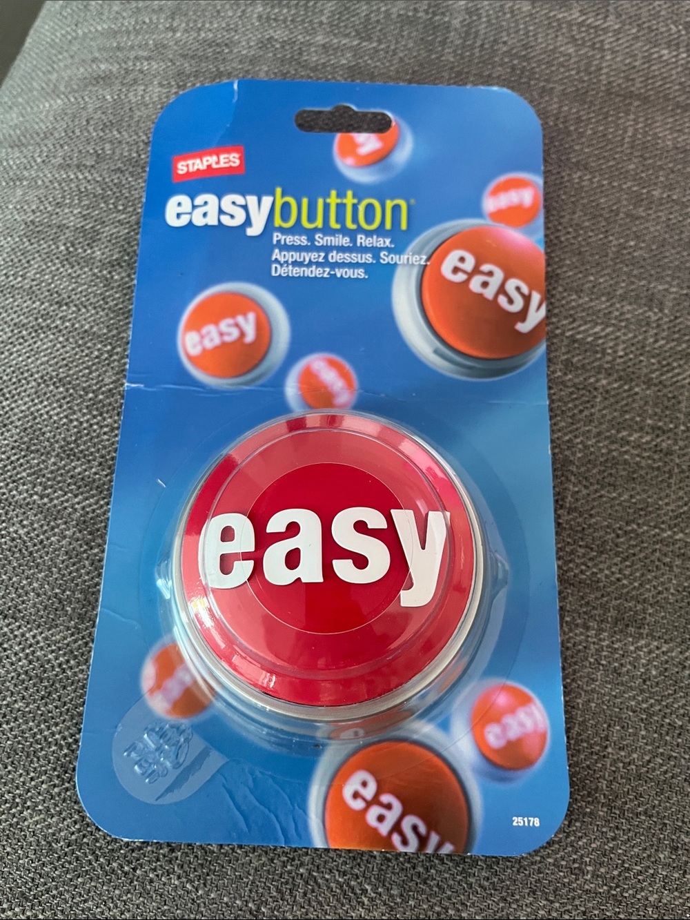 Staples EasyButton Red Desk Button - 'Easy' Press-to-Play